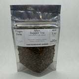 After Supper Tea bag front, a loose leaf herbal blend packed by hand in Opp, Alabama