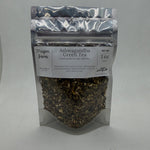 Ashwagandha Green Tea bag front, green tea blended with ashwagandha at Mayim Farm in Opp, Alabama