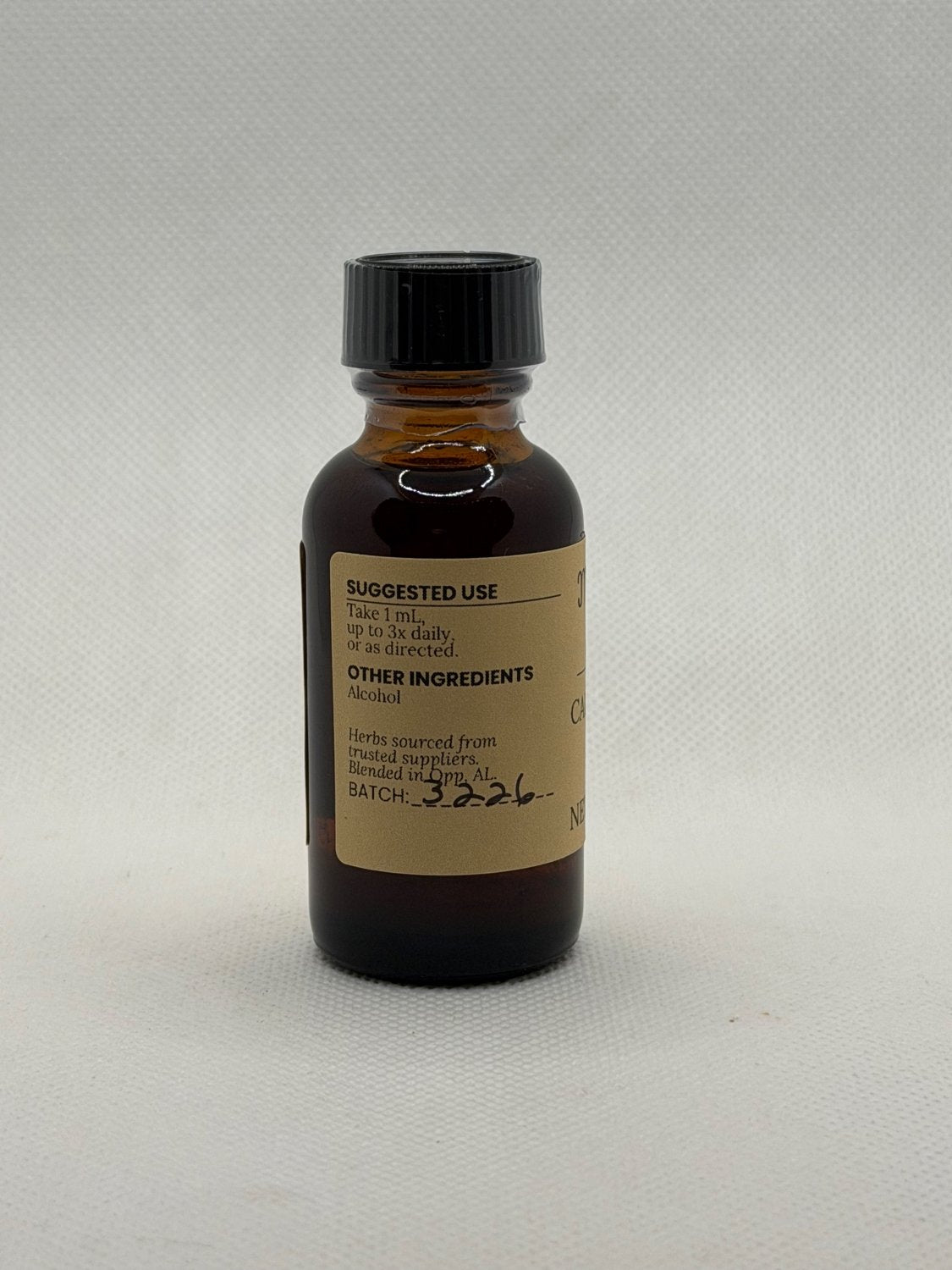 Calm Mind Blend suggested use and other ingredients on the Mayim Farm bottle label