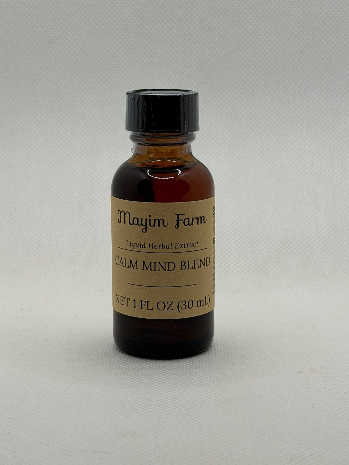 Calm Mind Blend, 1 fl oz amber glass bottle, liquid herbal extract made at Mayim Farm in Opp, Alabama