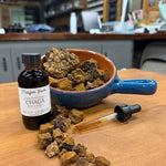 Chaga mushroom double extract, hot water and high proof alcohol, small batch at Mayim Farm in Opp, Alabama