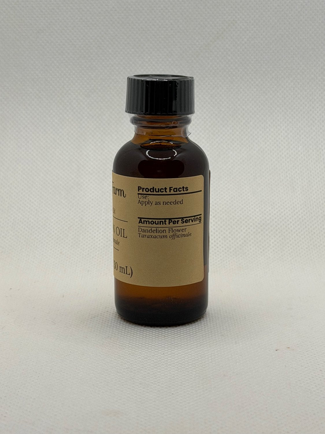 Dandelion Hemp Seed Oil product facts panel on the Mayim Farm bottle label