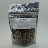 Echinacea Tulsi Tea bag front, a loose leaf blend of echinacea and tulsi packed by hand in Opp, Alabama