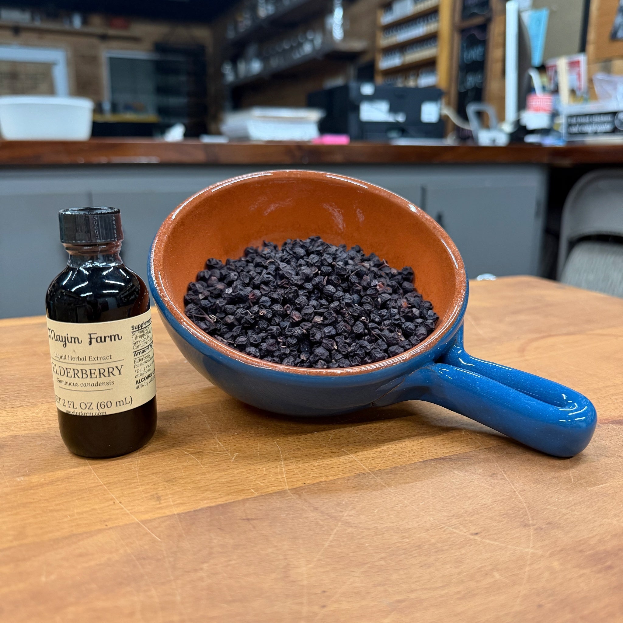 Elderberry extract tincture, slow extracted in small batches at Mayim Farm in Opp, Alabama