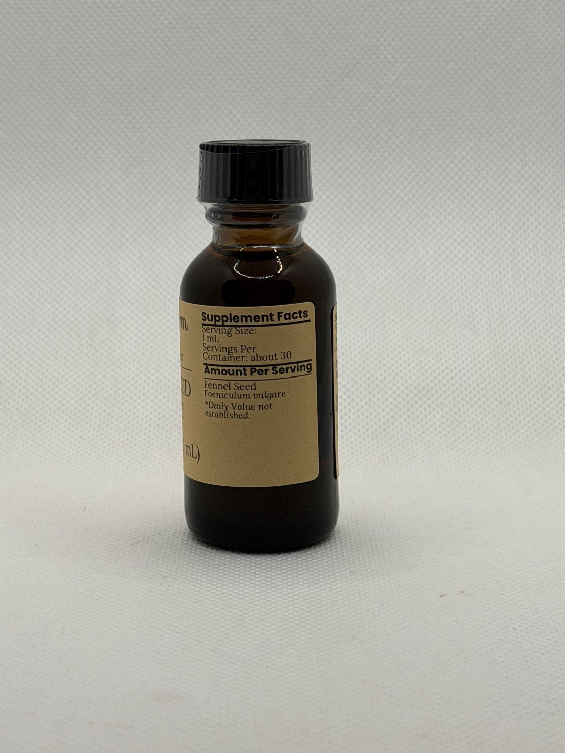 Fennel Seed Extract supplement facts panel on the Mayim Farm bottle label