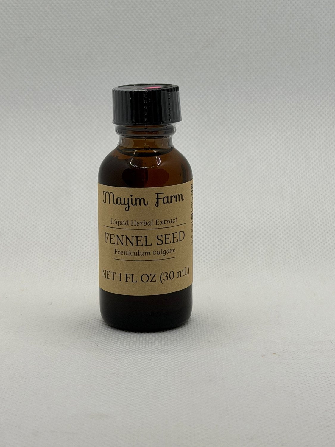 Fennel Seed Extract, 1 fl oz amber glass bottle, liquid herbal extract made at Mayim Farm in Opp, Alabama