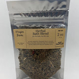 Herbal Bath Blend package front, a twelve herb bath soak with sea salt from Mayim Farm in Opp, Alabama