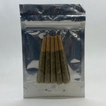 Five Mayim Farm Herbal Prerolls in a clear bag, mullein-based herbal blend in unbleached paper