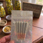 Five prerolls in a resealable mylar bag from Mayim Farm in Opp, Alabama