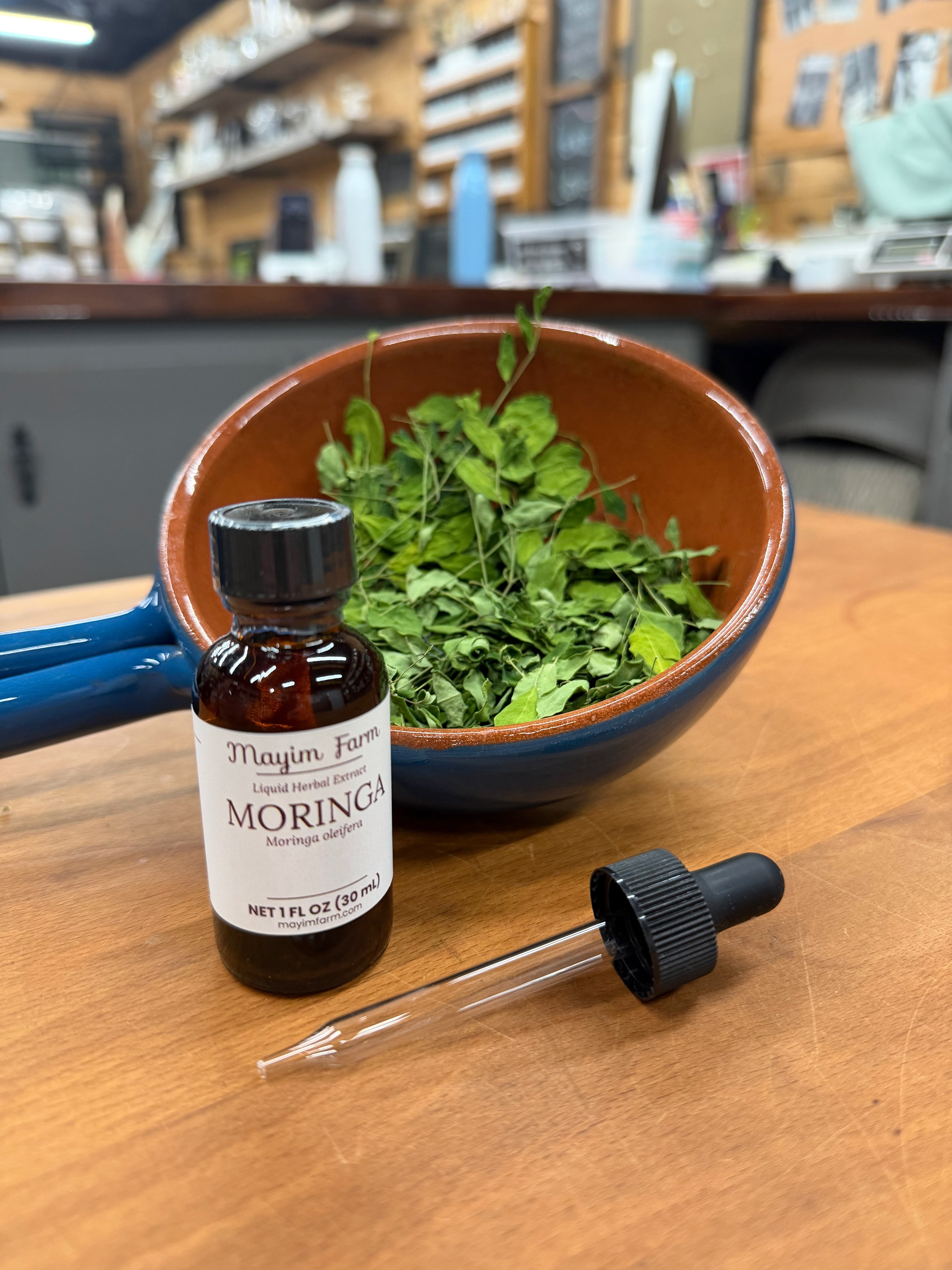 Moringa leaf extract tincture farm-made at Mayim Farm Alabama