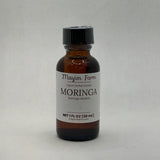 Moringa Leaf Extract, 1 fl oz amber glass bottle, liquid herbal extract from moringa grown on Mayim Farm in Opp, Alabama