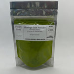 Moringa Leaf Powder pouch front, leaf grown, dried and ground by hand at Mayim Farm in Opp, Alabama