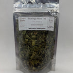 Moringa Mint Tea bag front, farm grown moringa leaf blended with mint in Opp, Alabama