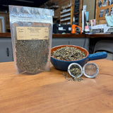 Mullein Lemon Balm Tea with wildcrafted mullein, hand-bagged at Mayim Farm in Opp, Alabama
