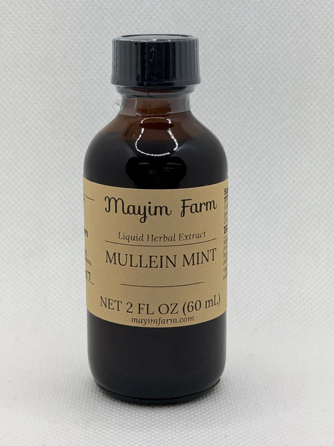 Front label of Mullein Mint Extract dropper bottle