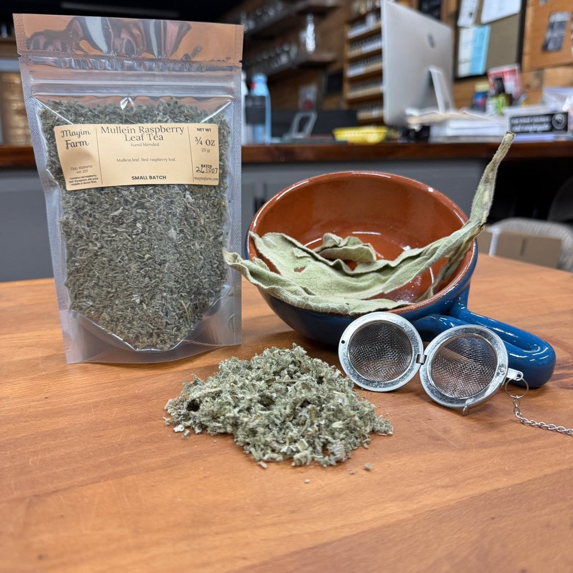 Mullein Raspberry Leaf Tea from Mayim Farm, loose leaf mullein and red raspberry leaf