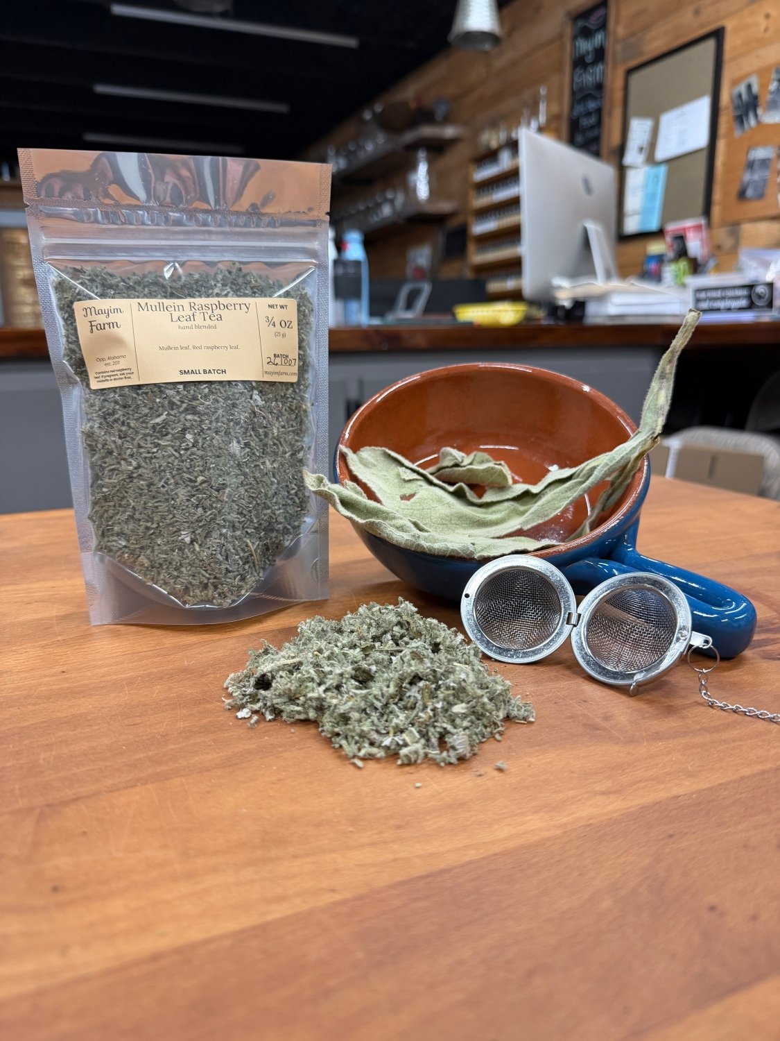 Mullein Raspberry Leaf Tea from Mayim Farm, loose leaf mullein and red raspberry leaf
