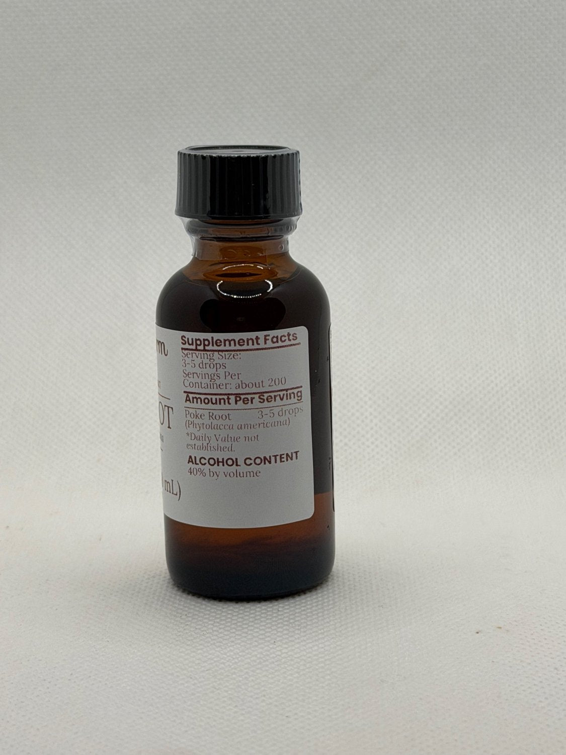 Poke Root Extract supplement facts panel on the Mayim Farm bottle label
