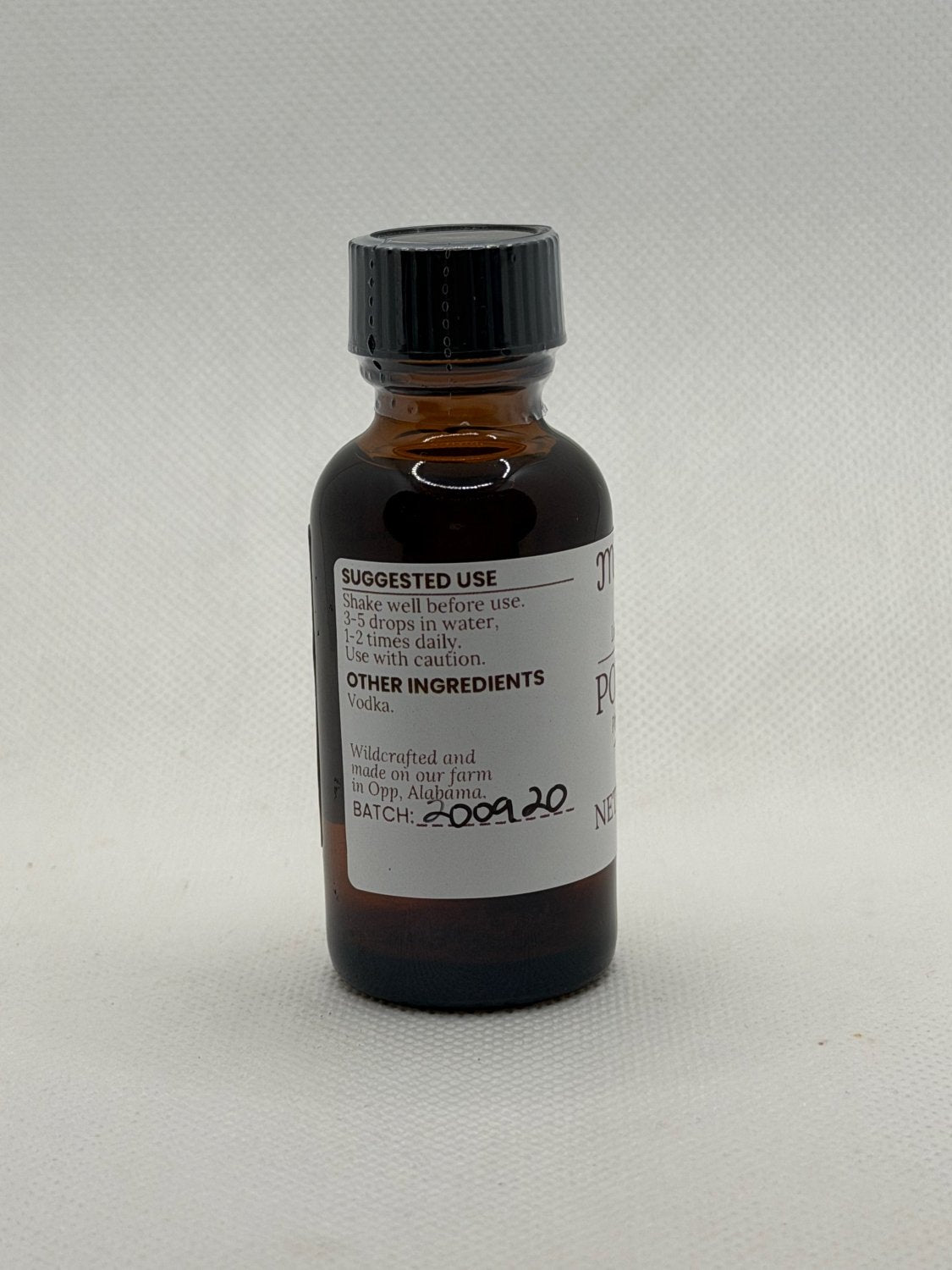 Poke Root Extract suggested use and other ingredients on the Mayim Farm bottle label