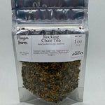 Rocking Chair Tea bag front, a loose leaf evening blend packed by hand at Mayim Farm in Opp, Alabama