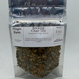 Rocking Chair Tea bag front, a loose leaf evening blend packed by hand at Mayim Farm in Opp, Alabama