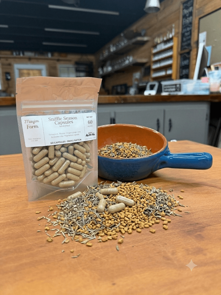 Sniffle Season Capsules from Mayim Farm in Opp, Alabama