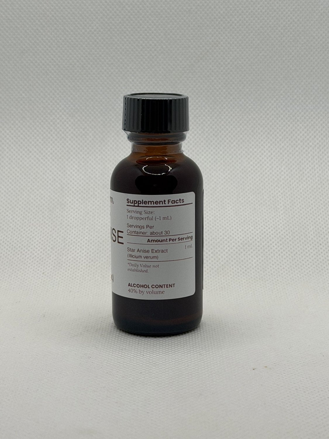 Star Anise Extract supplement facts panel on the Mayim Farm bottle label
