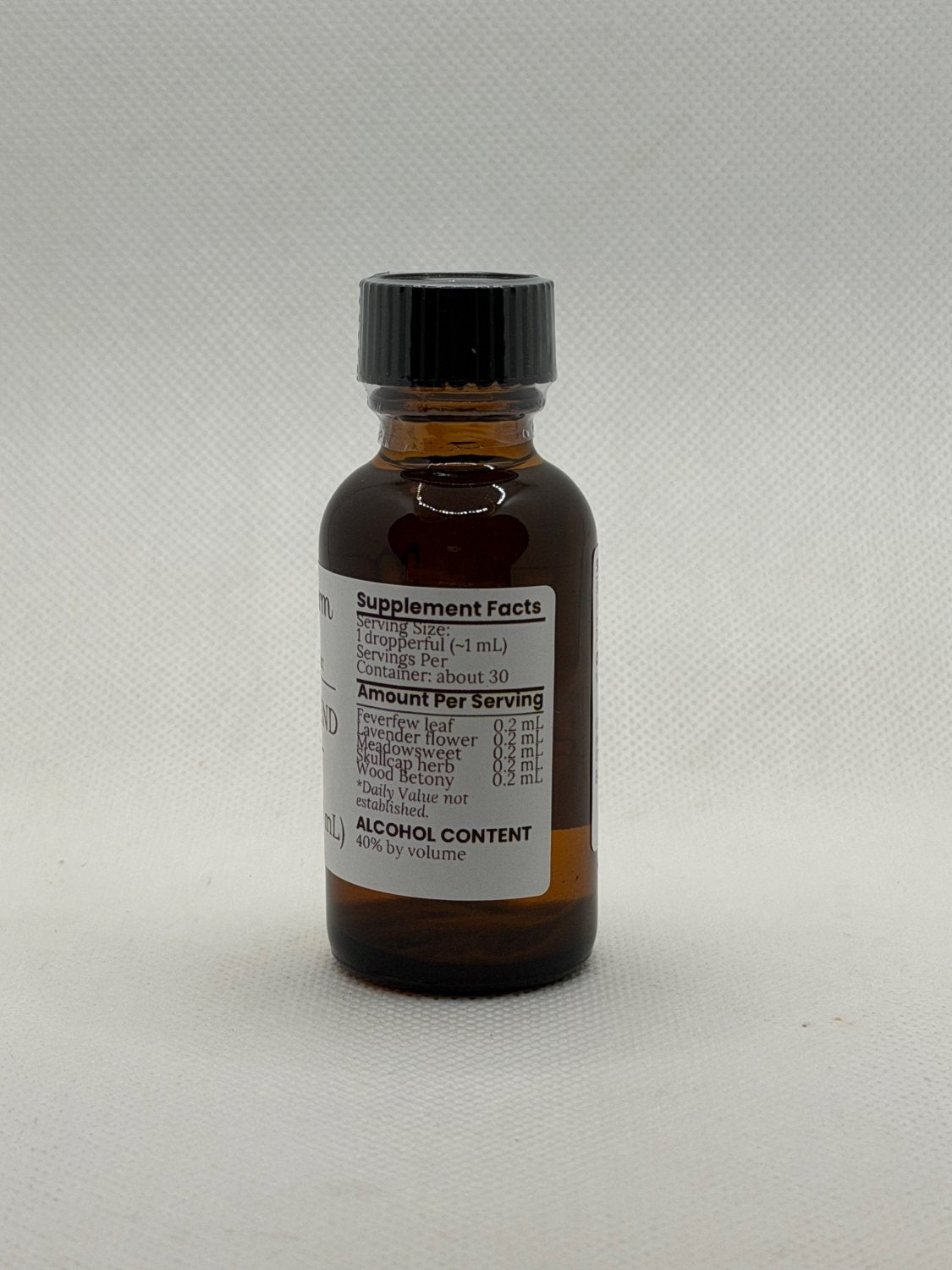 Tension Blend supplement facts panel on the Mayim Farm bottle label