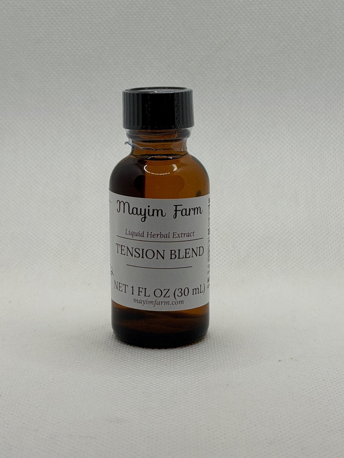 Tension Blend, 1 fl oz amber glass bottle, liquid herbal extract made at Mayim Farm in Opp, Alabama