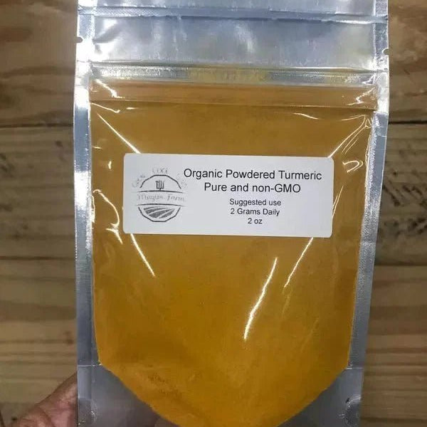 Powdered turmeric root from Mayim Farm Alabama