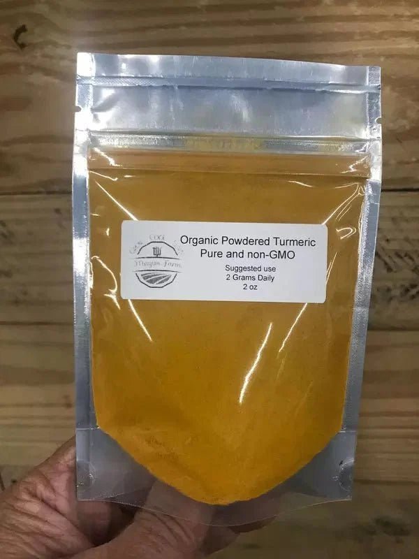 Powdered turmeric root from Mayim Farm Alabama