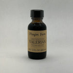 Valerian Extract, 2 fl oz amber glass bottle, liquid herbal extract made at Mayim Farm in Opp, Alabama