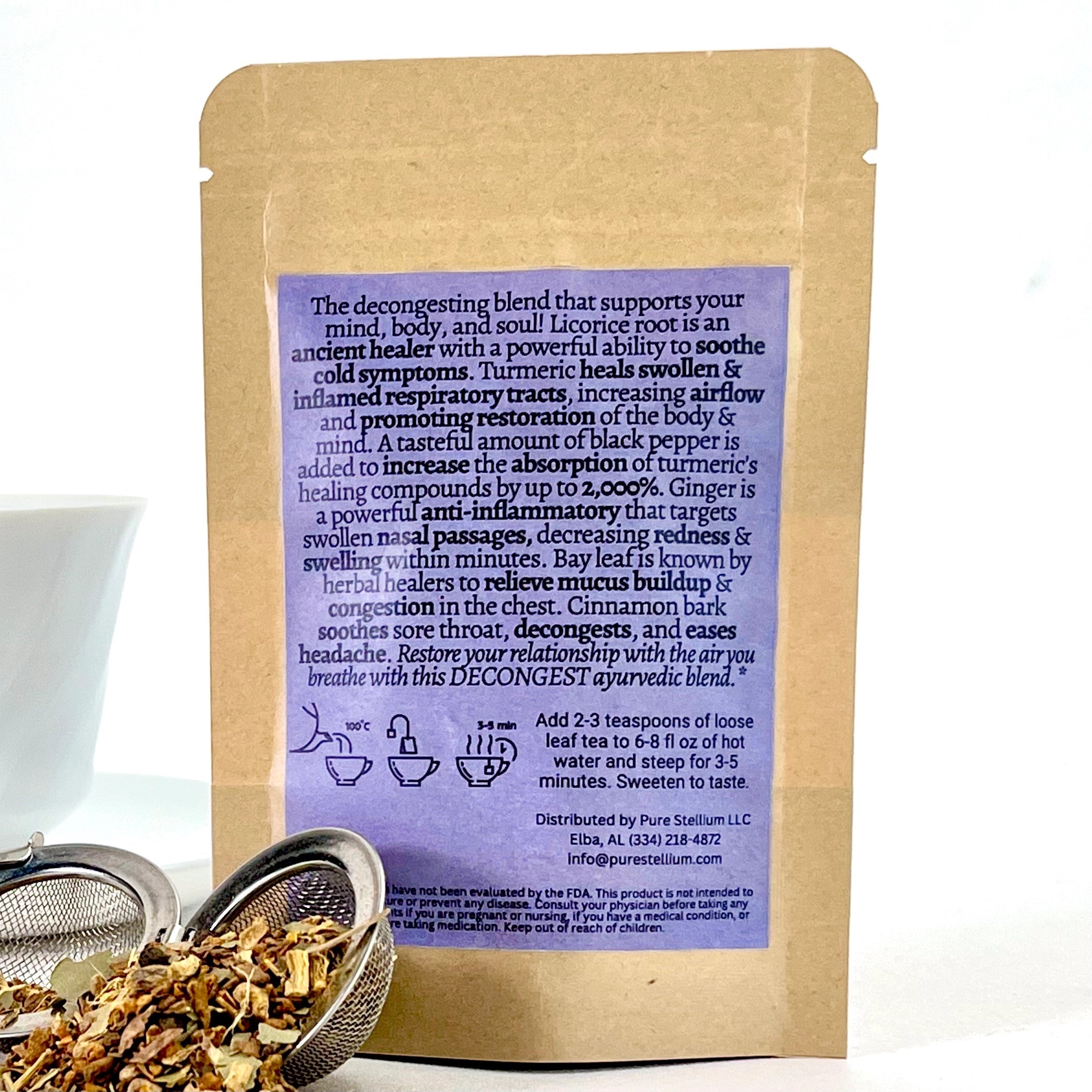 Herbal de-congest tea made with organic moringa
