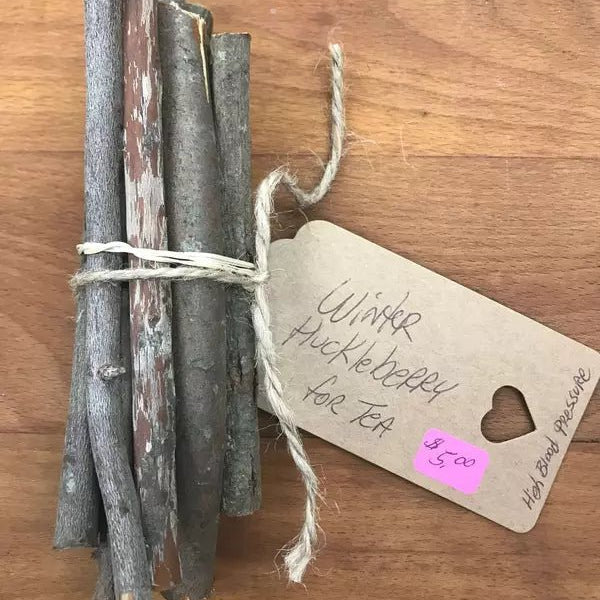 Winter huckleberry herbal tea sticks wildcrafted at Mayim Farm Alabama